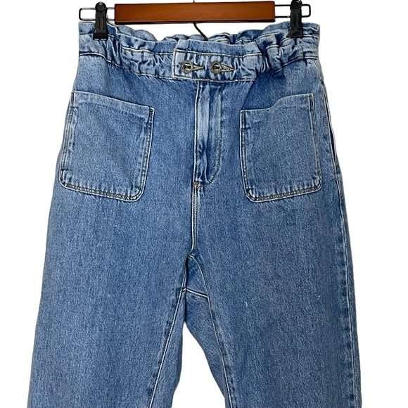 Zara Womens High Rise Paperbag Tapered Balloon Style Jeans Size 4 Medium Wash - Picture 3 of 11